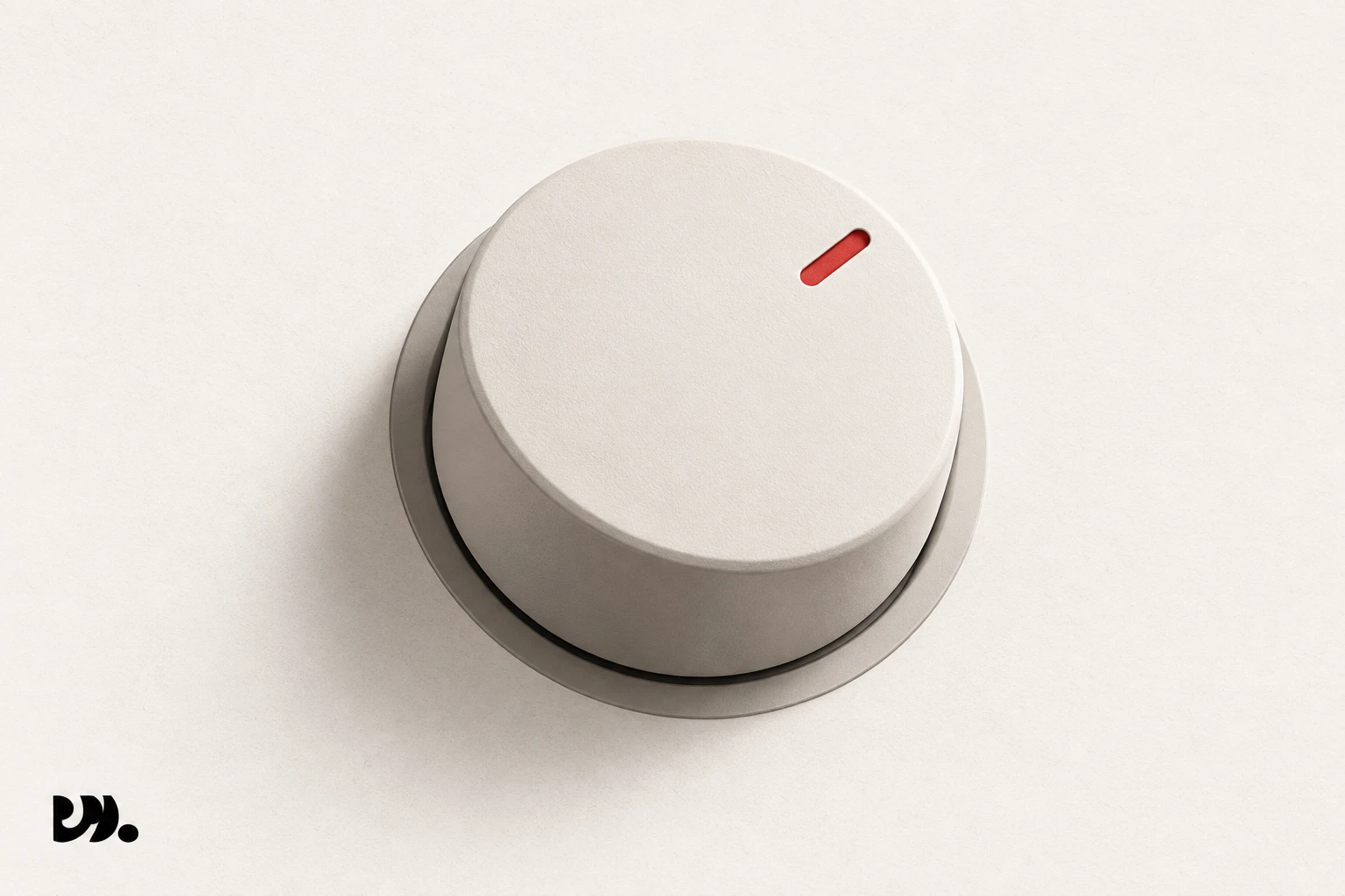 A single volume dial turned to a confident middle position on a warm background