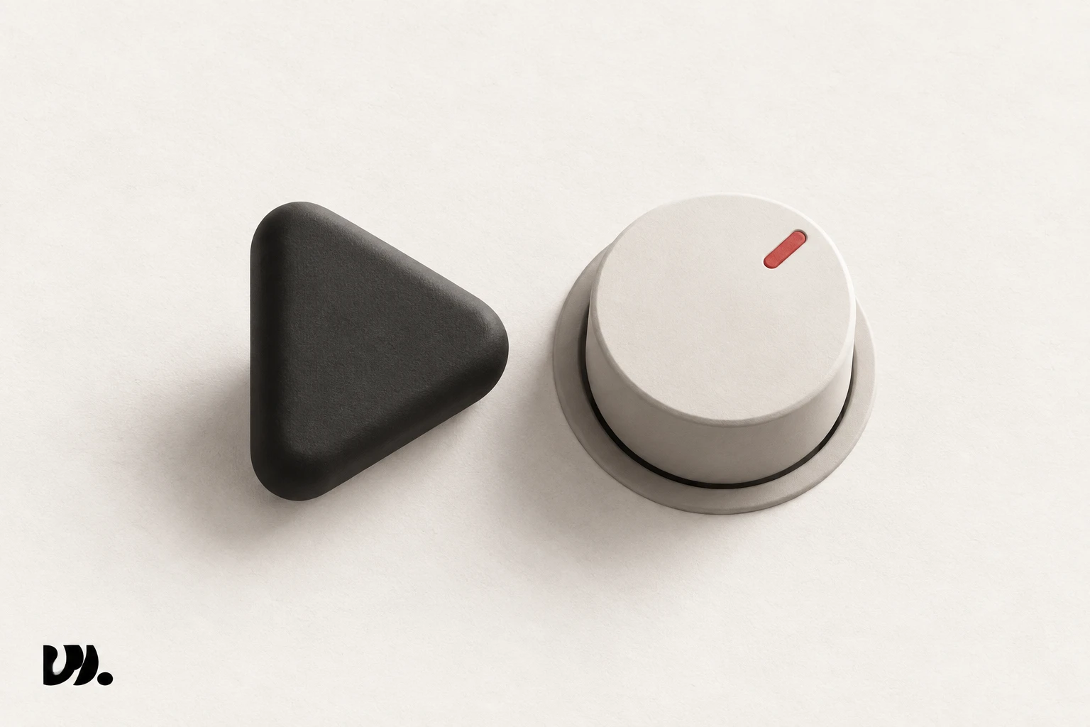 A play button shape next to a volume dial, representing one video's volume controlled on its own