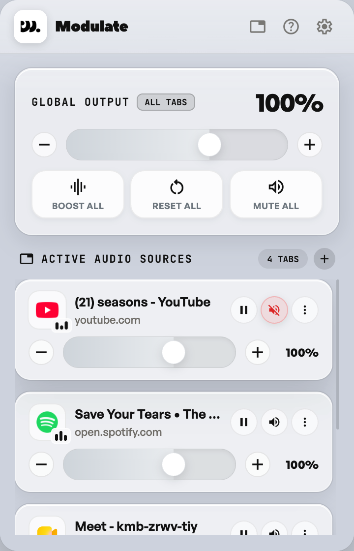 One tab muted