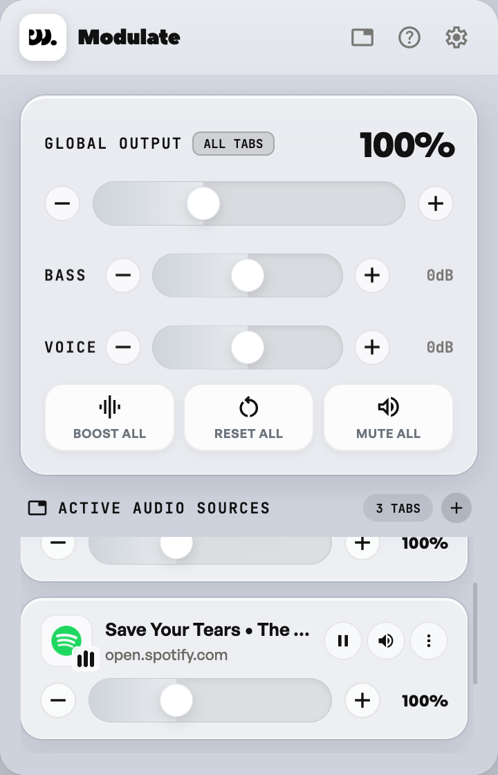 Mixer with Bass and Voice sliders